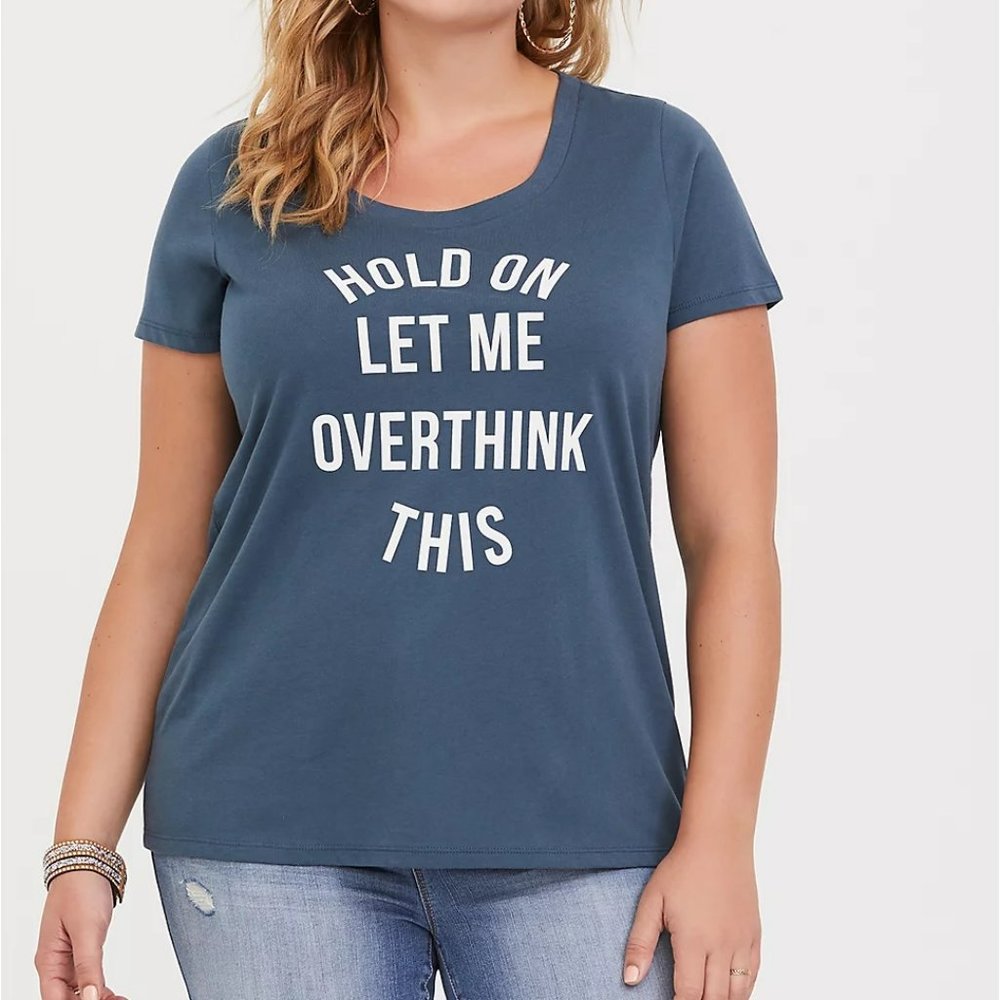 OVERTHINK THIS TEAL SLIM FIT TEE